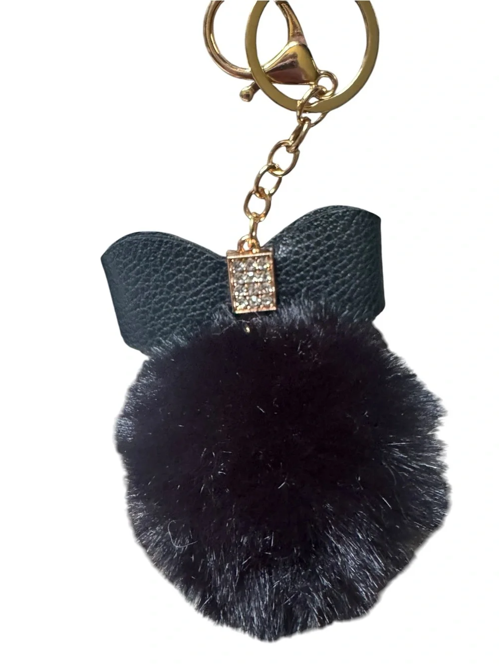 Faux Fur Pom-Pom Keychain Charms. Set of 3. NIP